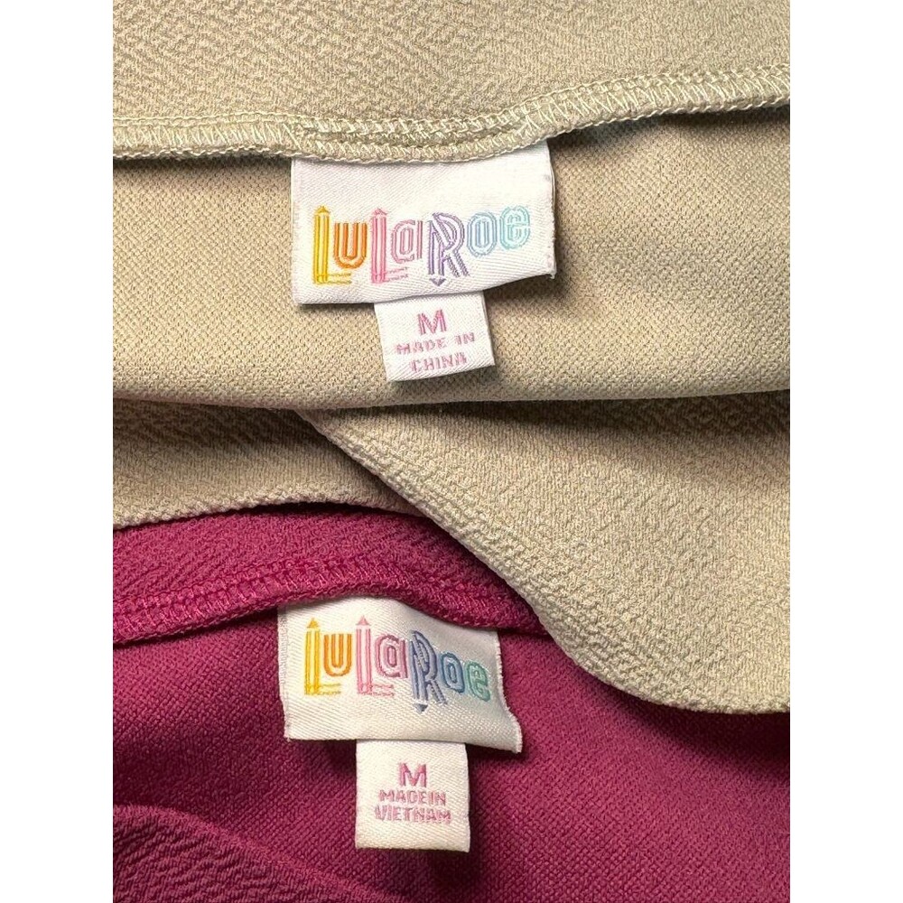 LuLaRoe Cassie Pencil Skirt Lot of 2 Size M Taupe & Magenta Pink Textured